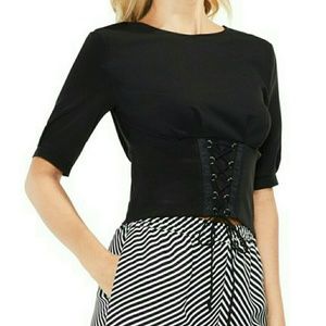 Vince Camuto Lace up tie front blouse Black Size M